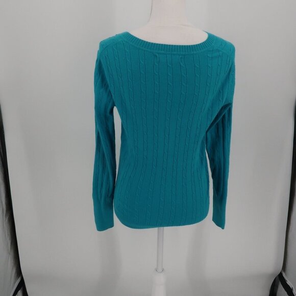 Old Navy Teal Cable Knit Style V-Neck Sweater Medium - Picture 8 of 8